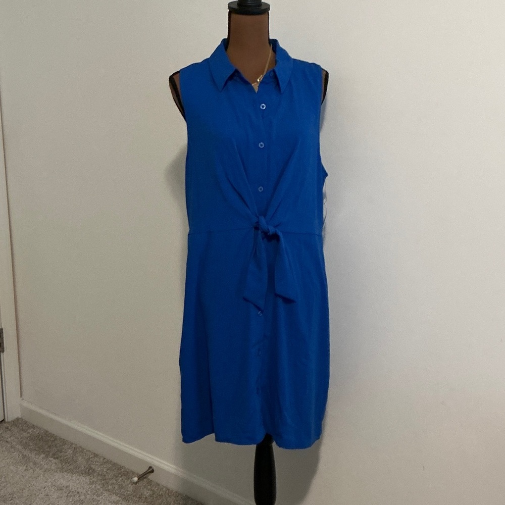 Nine West Blue Sleeveless Shirt Dress